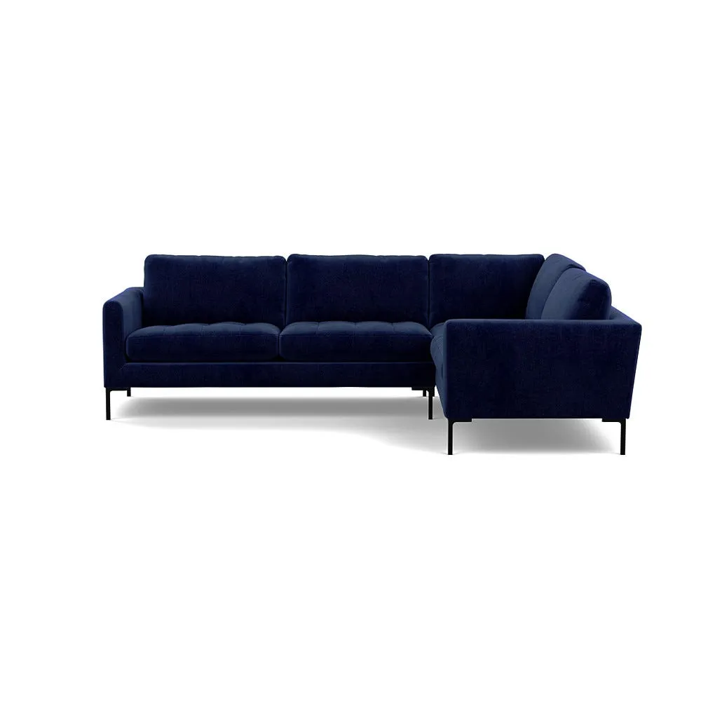 Heal's Eton Right Hand Facing Corner Sofa Smart Luxe Velvet Midnight Black Feet 1