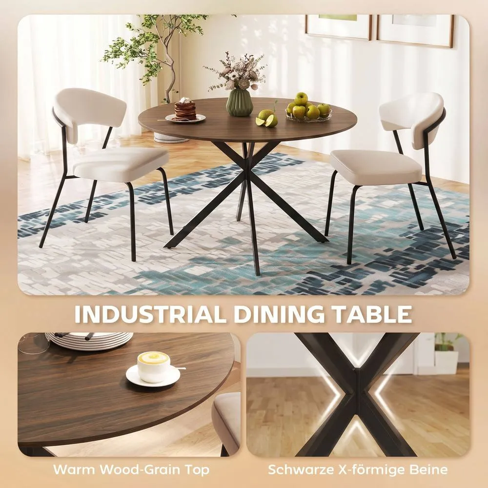 HOMCOM 120 cm Dining Table for 4, Industrial Kitchen Table with Steel Legs in Brown 4