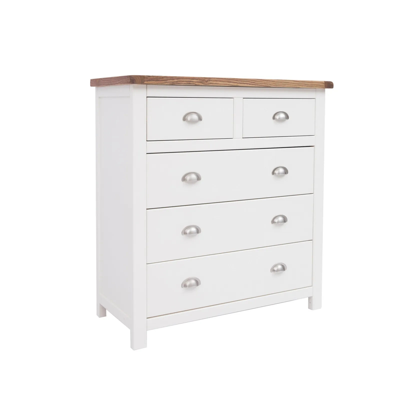 Cabinet Bits Lovere 5 Drawer Chest of Drawers Chrome Cup Handle in Off-White 2