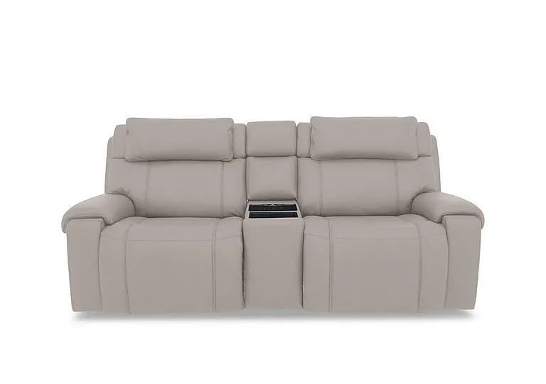 Hollywood Leather 3 Seater Power Recliner Media Sofa with Power Headrests and Storage Arms - Silver Grey