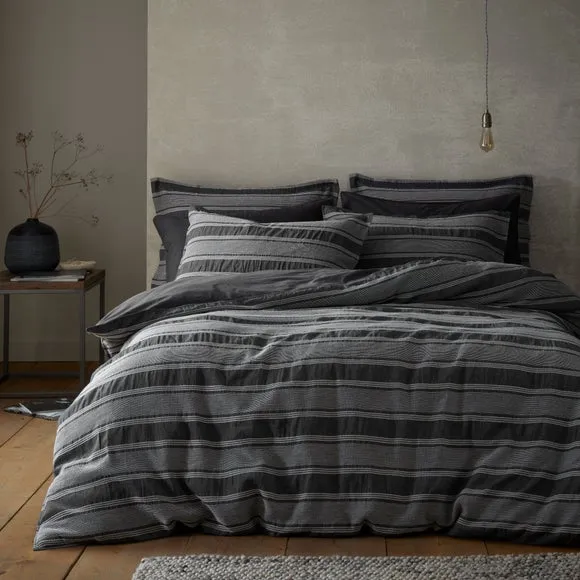 Combe Stripe 100% Organic Cotton Duvet Cover & Pillowcase Set 1