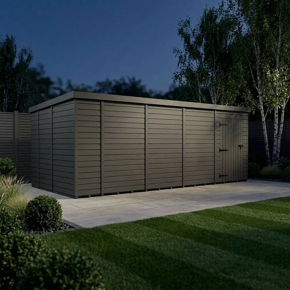 Buttercup Farm 18ft x 9ft Composite Pent Garden Shed Single Door No Windows in Grey 3