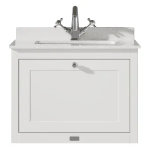 Bayswater Hartleigh Pointing White Traditional Wall Hung Vanity Unit & 1 Tap Hole White Marble Top Basin - 600mm
