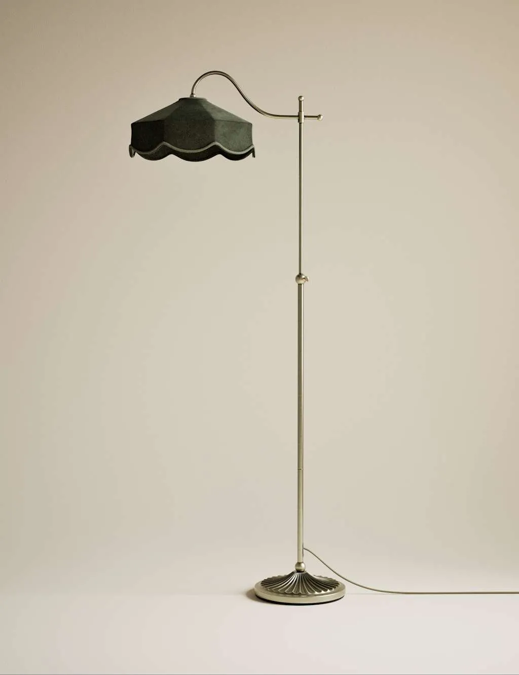 M&S Winnie Velvet Floor Lamp Green