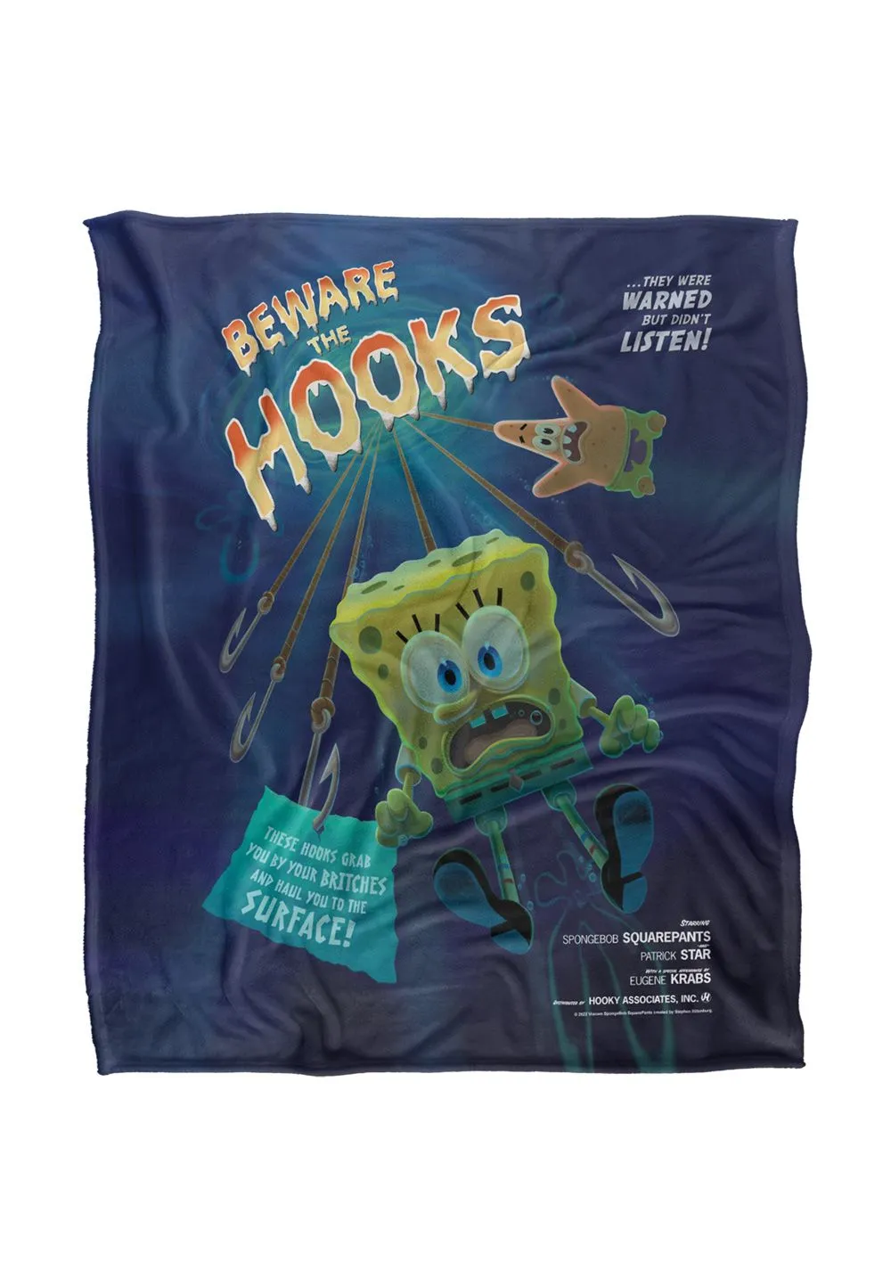 Spongebob Beware The Hooks Silky Touch Super Soft Throw Blanket 152 X 127 cm in White