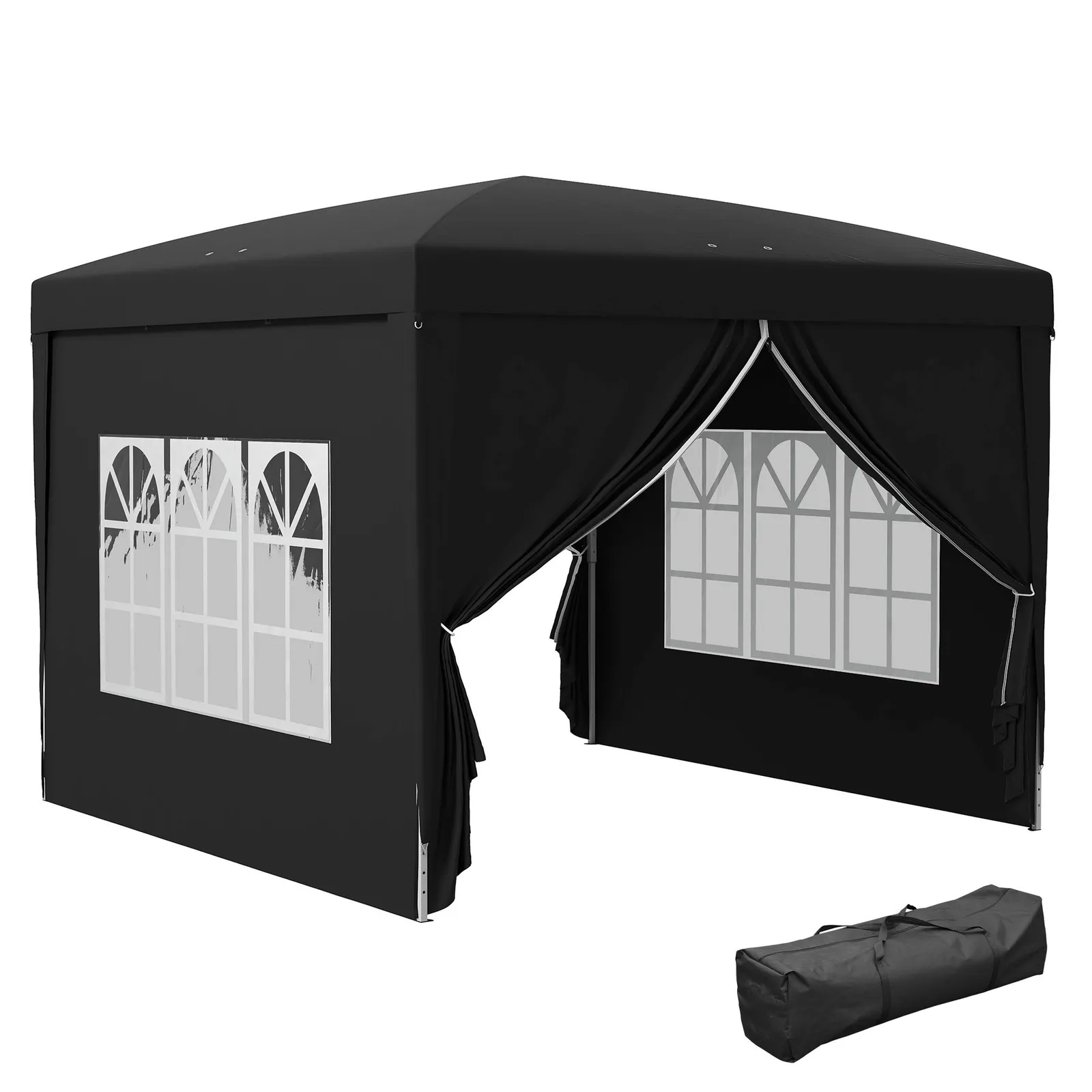 OUTSUNNY 3mx3m Pop Up Gazebo Party Tent Canopy Marquee with Storage Bag in Black 2