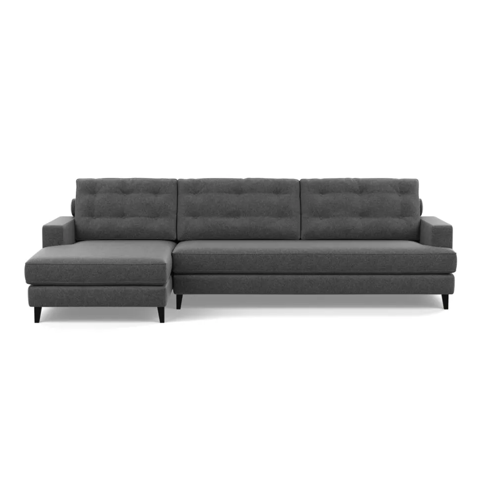 Heal's Mistral Left Hand Facing Corner Sofa Melton Wool Granite Black Feet
