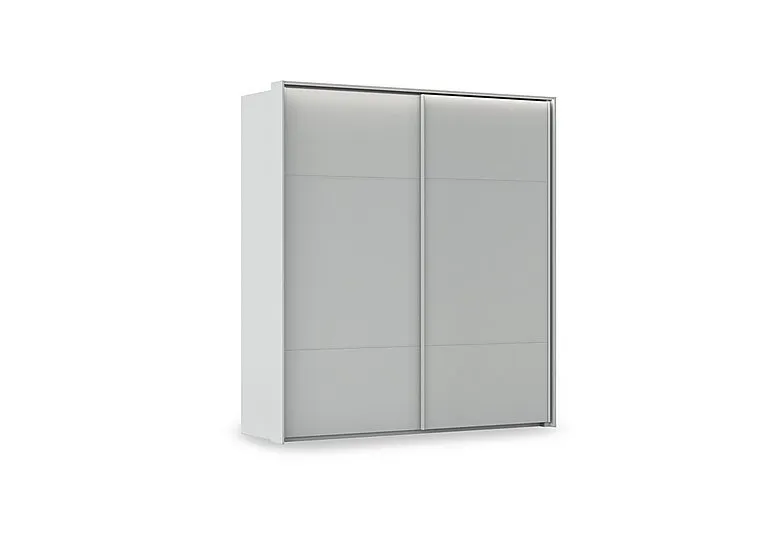 Haven 210cm 2 Door Slider Wardrobe with Décor Doors and Lights - Silk Grey/Silk Grey Front