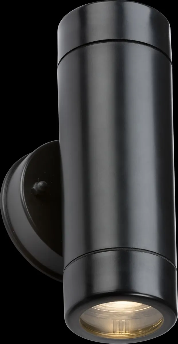 Netlighting Knightsbridge EAMON 230V IP54 GU10 Polycarbonate UpDown Wall light Black EA2BK