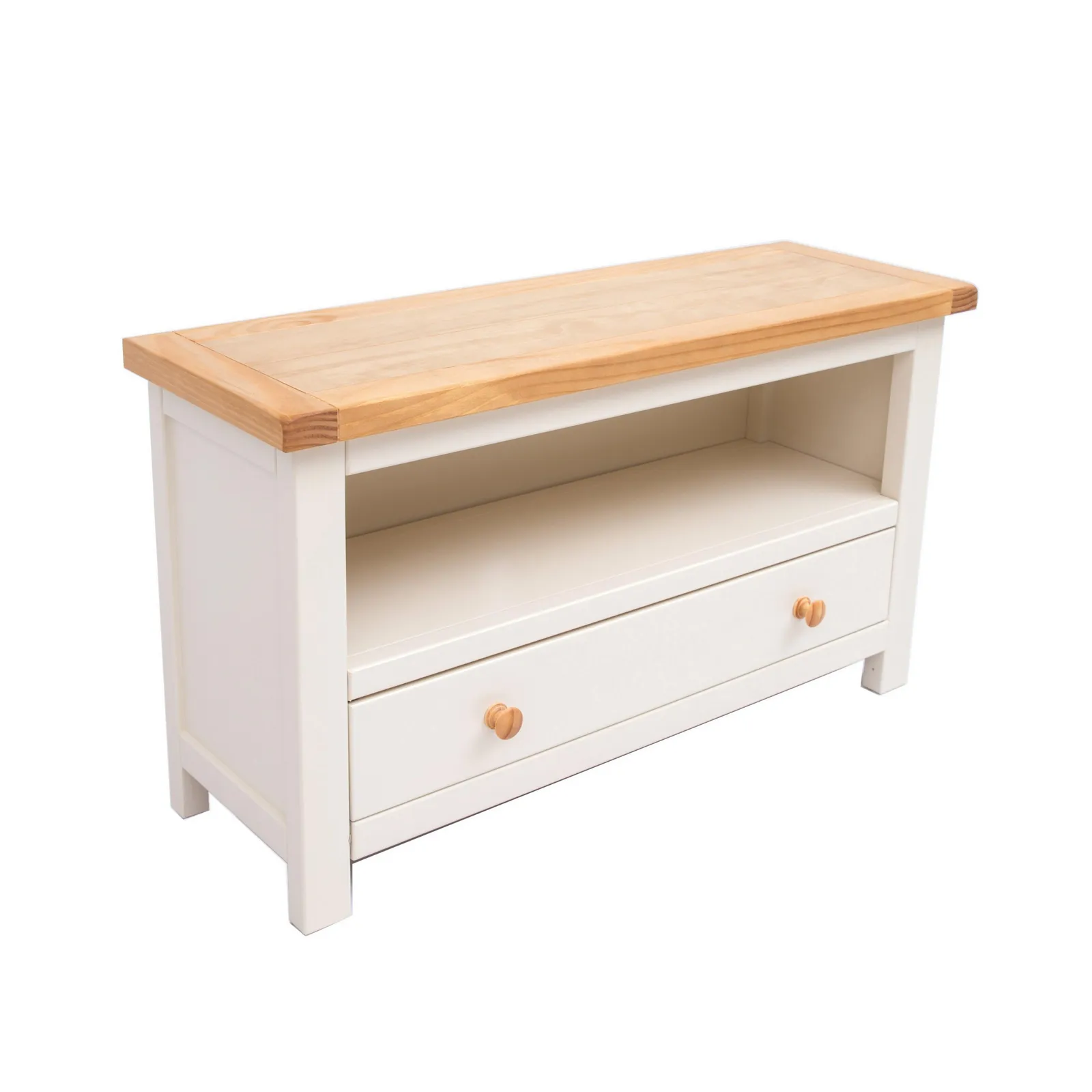 Cabinet Bits Maggiori Off-White 1 Drawer TV Cabinet Wood Knob 3