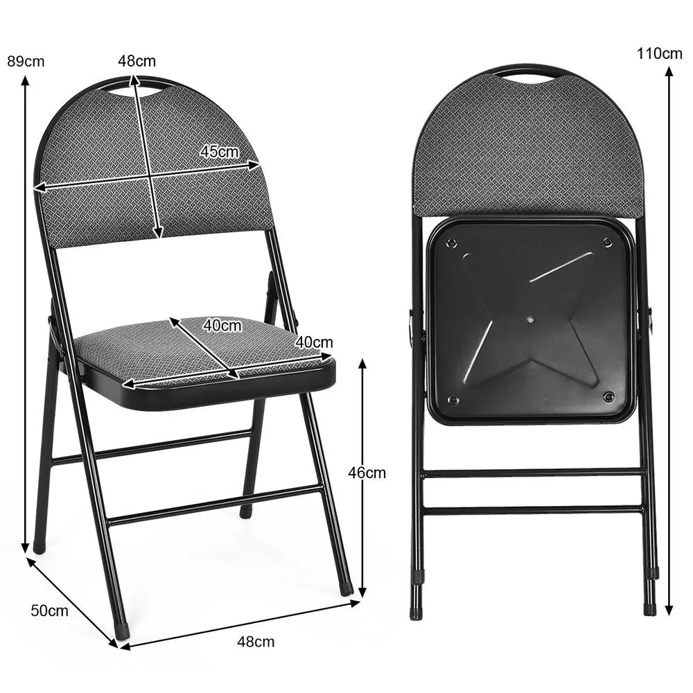 Costway Set of 6 Folding Chair Armless Padded Kitchen Dining Seat Portable Guest Chair in Grey 2