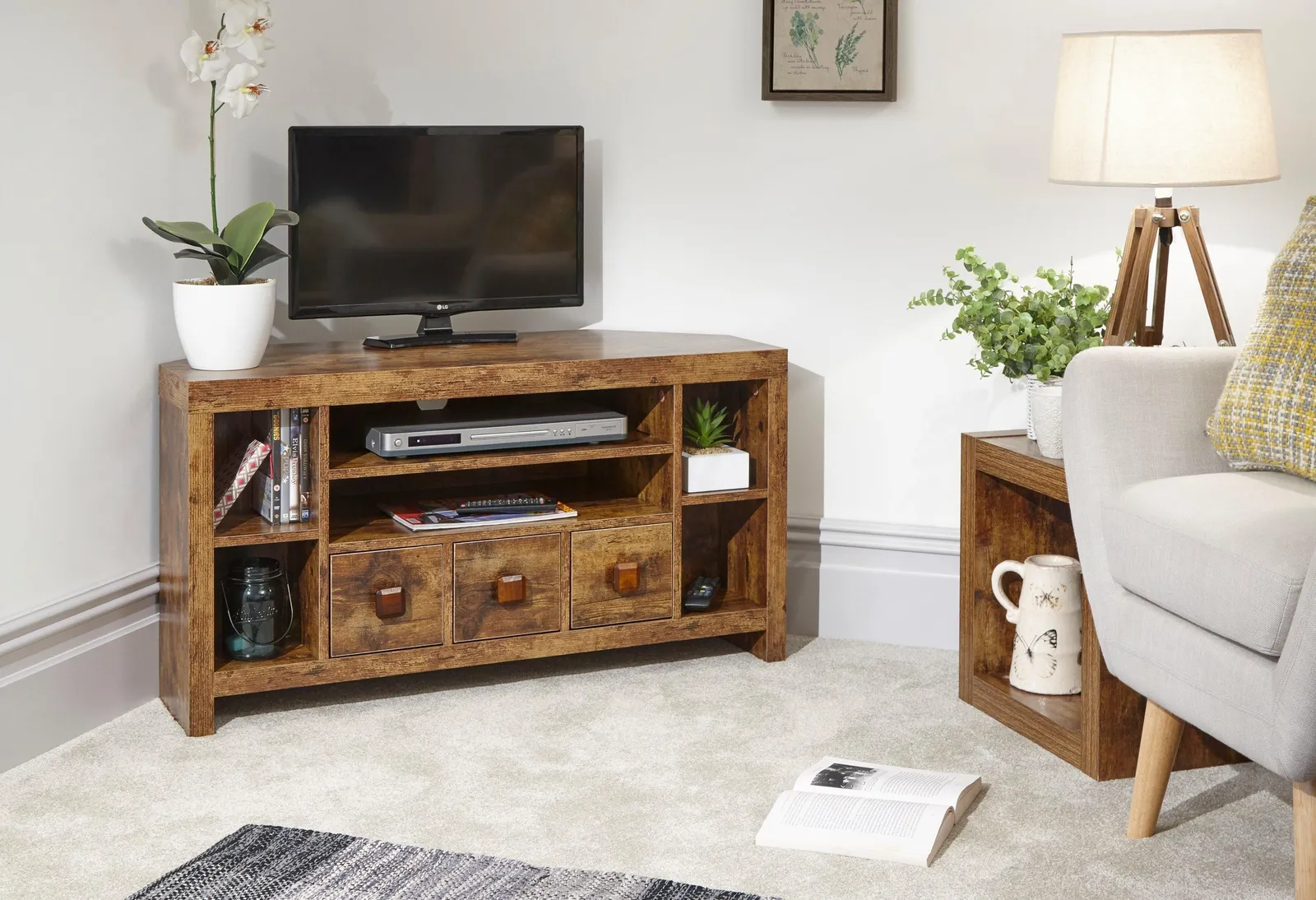 GFW Jakarta Corner TV Unit in Brown