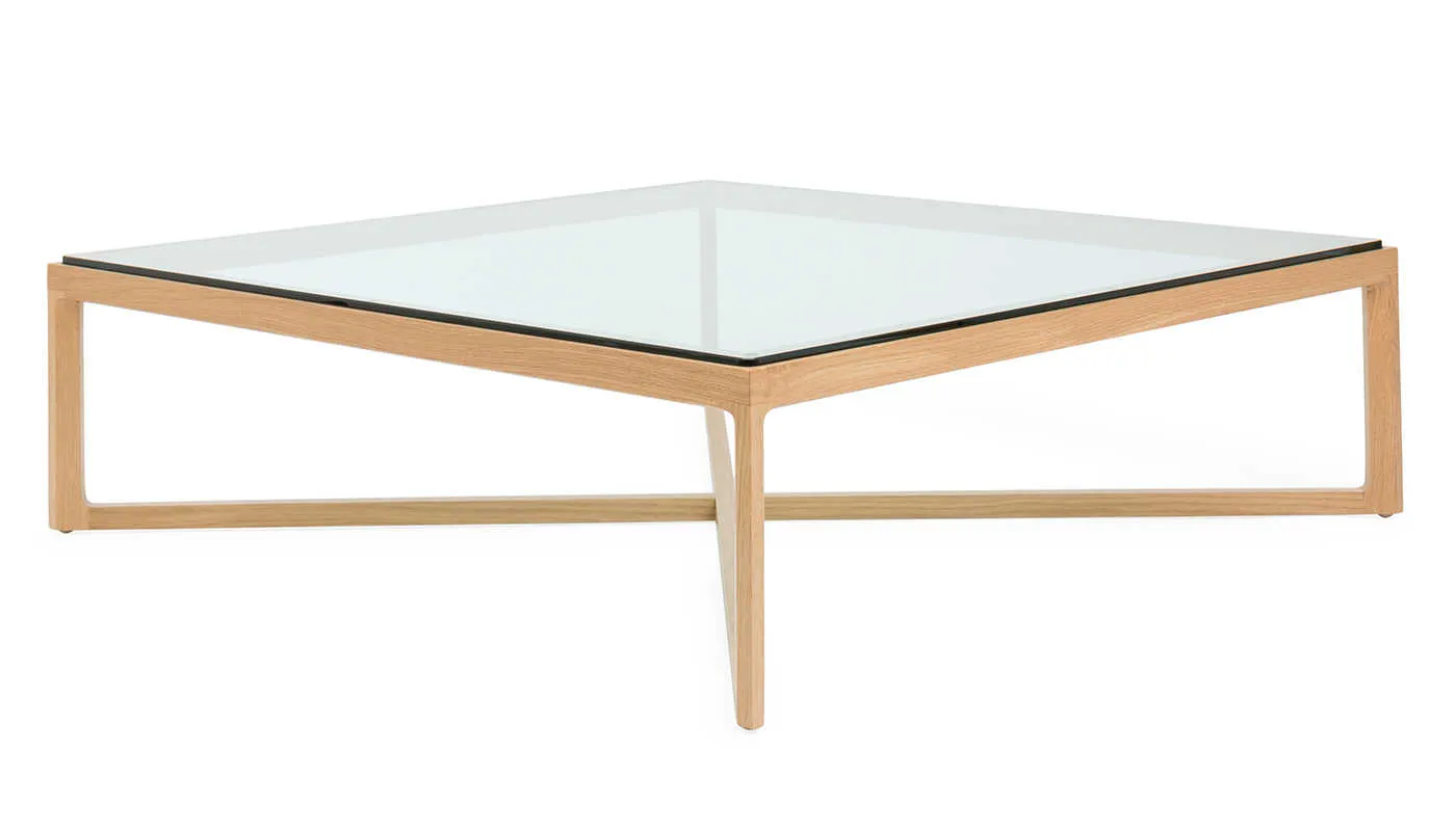 Knoll Krusin Coffee Table Natural Oak Clear Glass