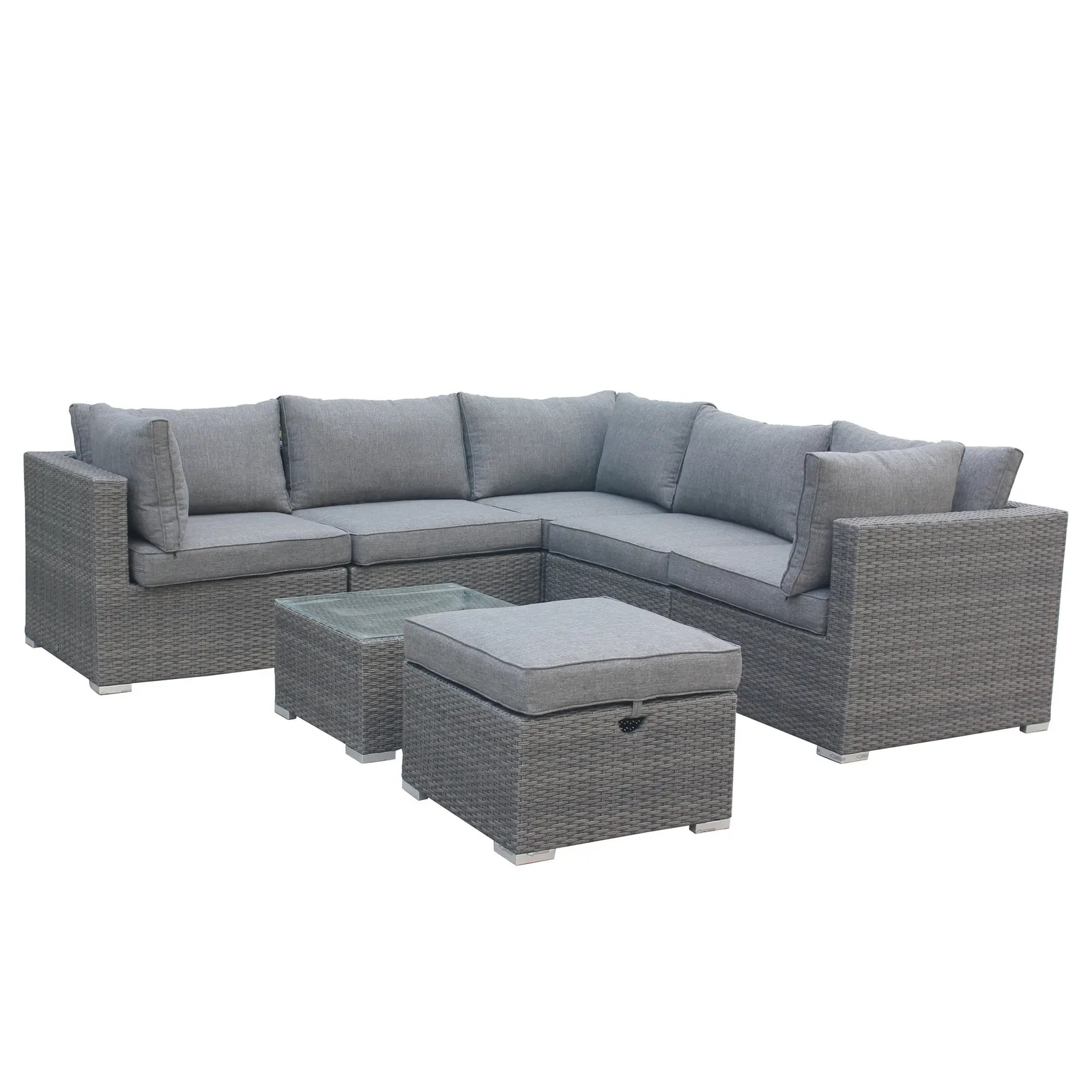 Parisian 6 Seater Modular Corner Lounging Set Grey