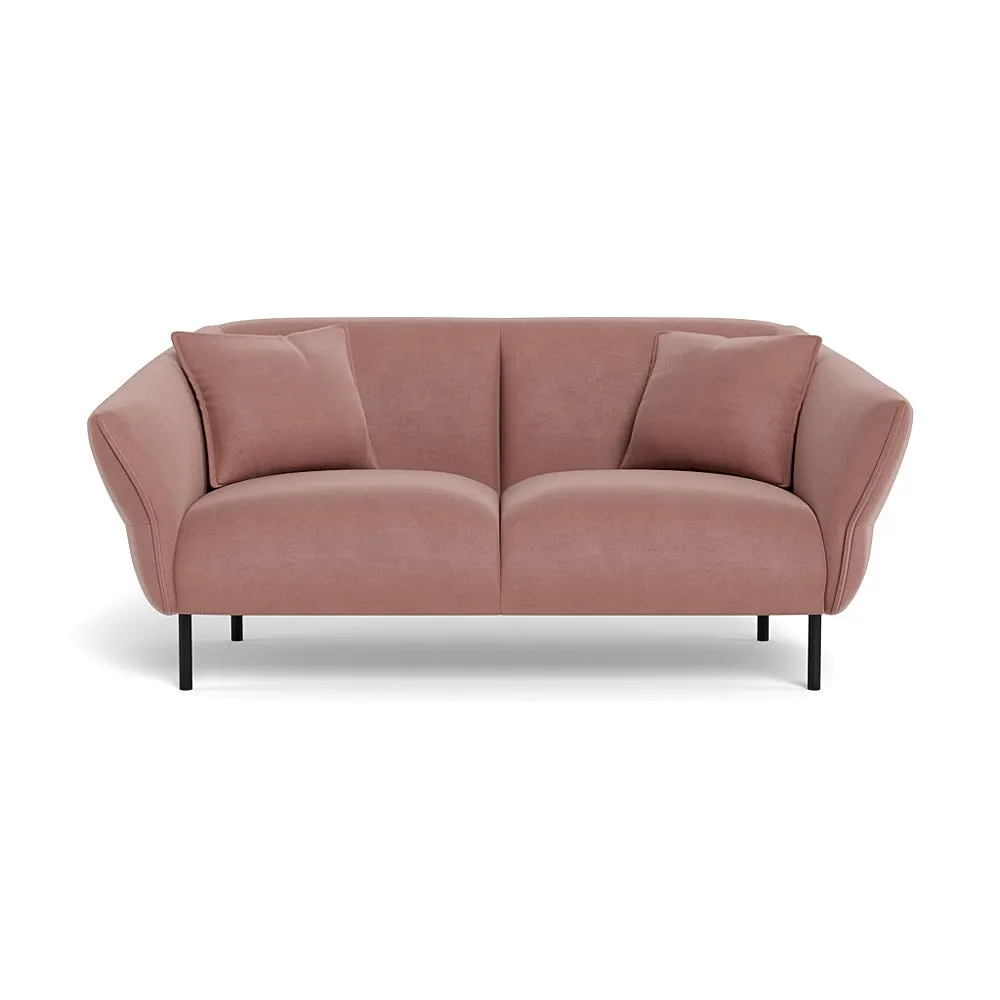 Heal's Alto 2 Seater Sofa Smart Luxe Velvet Dusky Pink Black Feet