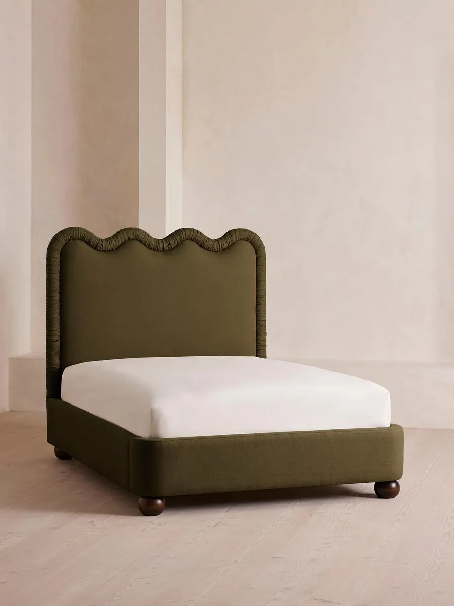 Tristan Bed, Super King, Linen, Olive
