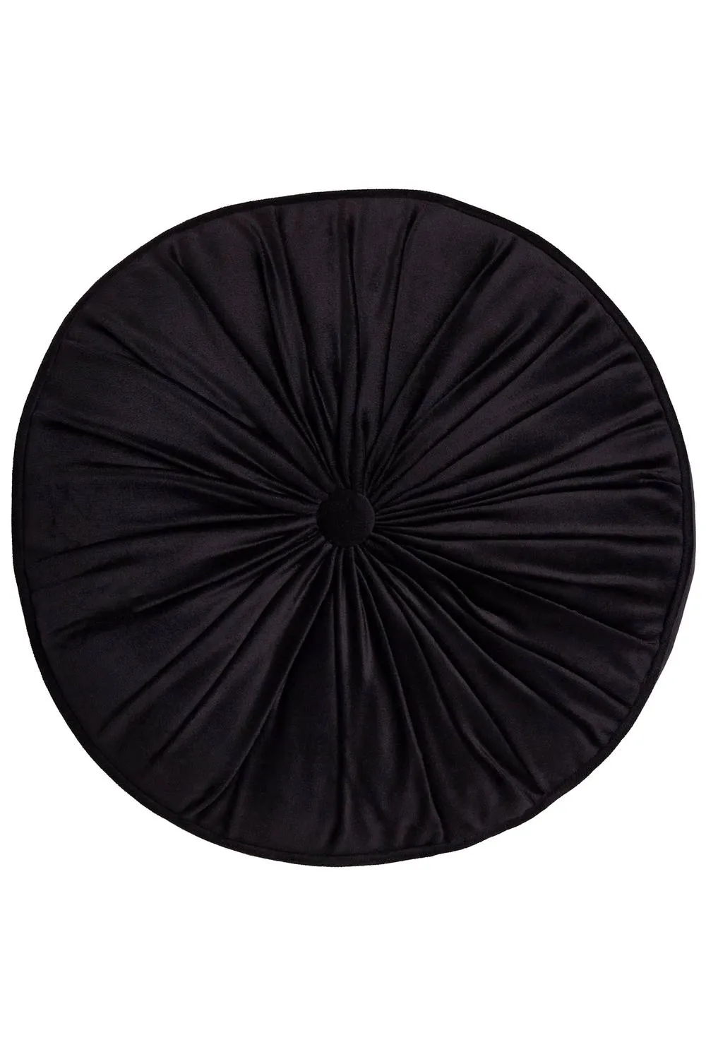 Laurence Llewelyn-Bowen 'Round Pleat' Round Velvet Cushion in Black 2