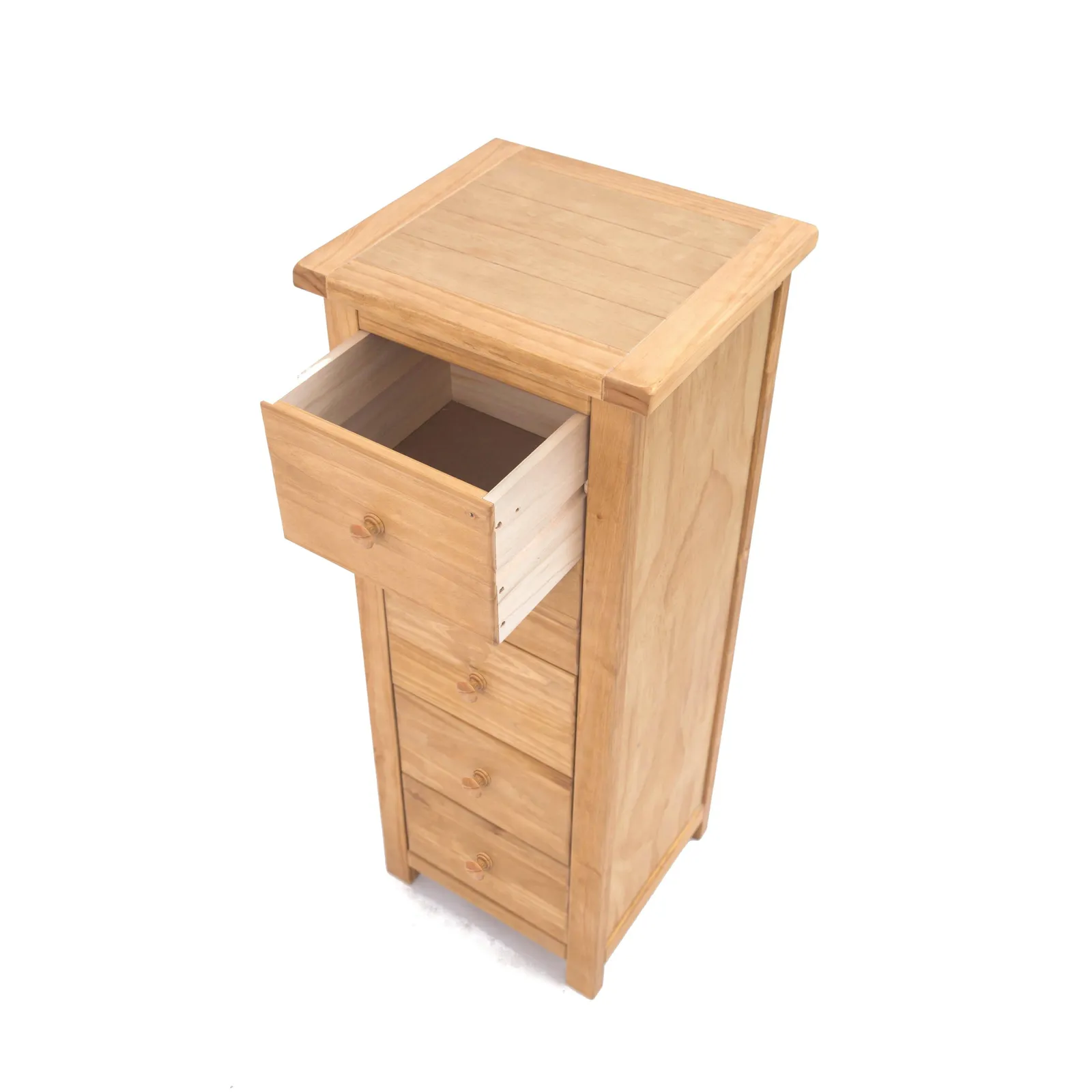 Cabinet Bits Lugo 5 Drawer Narrow Chest of Drawers Wood Knob in Light Brown 4