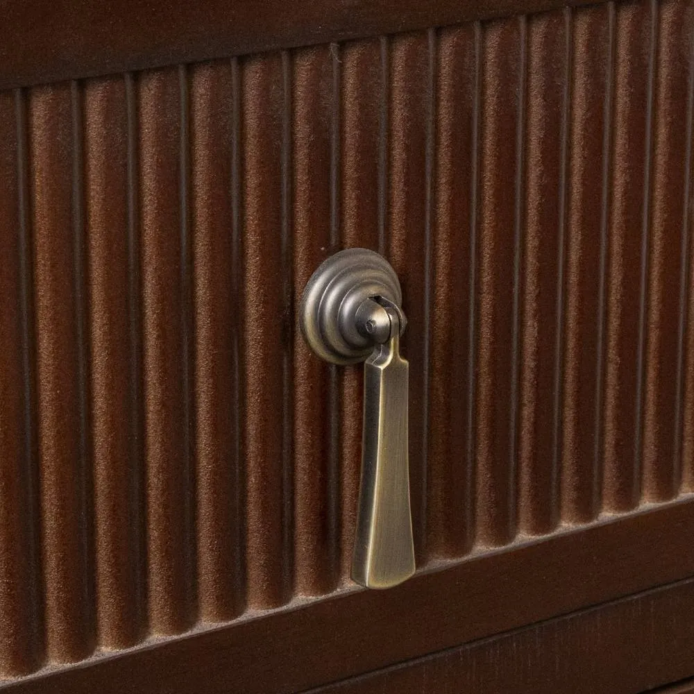 Melody Maison 3 Drawer Dark Wood Reeded Chest Of Drawers - Georgian Range in Dark Brown 6