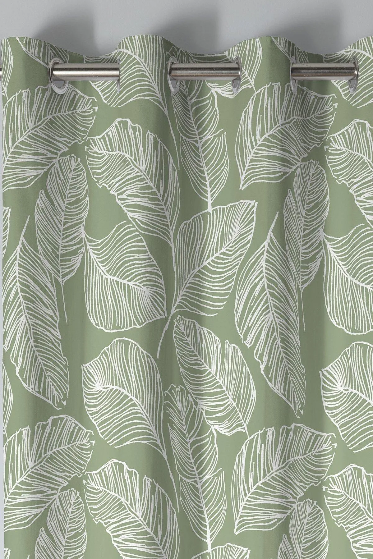 Fusion 'Matteo' 100% Cotton Light Filtering Pair of Eyelet Curtains in Green 2