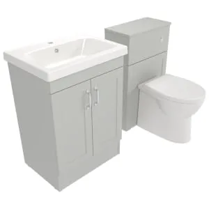 Deccado Padworth Whisper Grey 600mm Freestanding Vanity & 500mm Toilet Pan Unit with Basin Modular Combination 2
