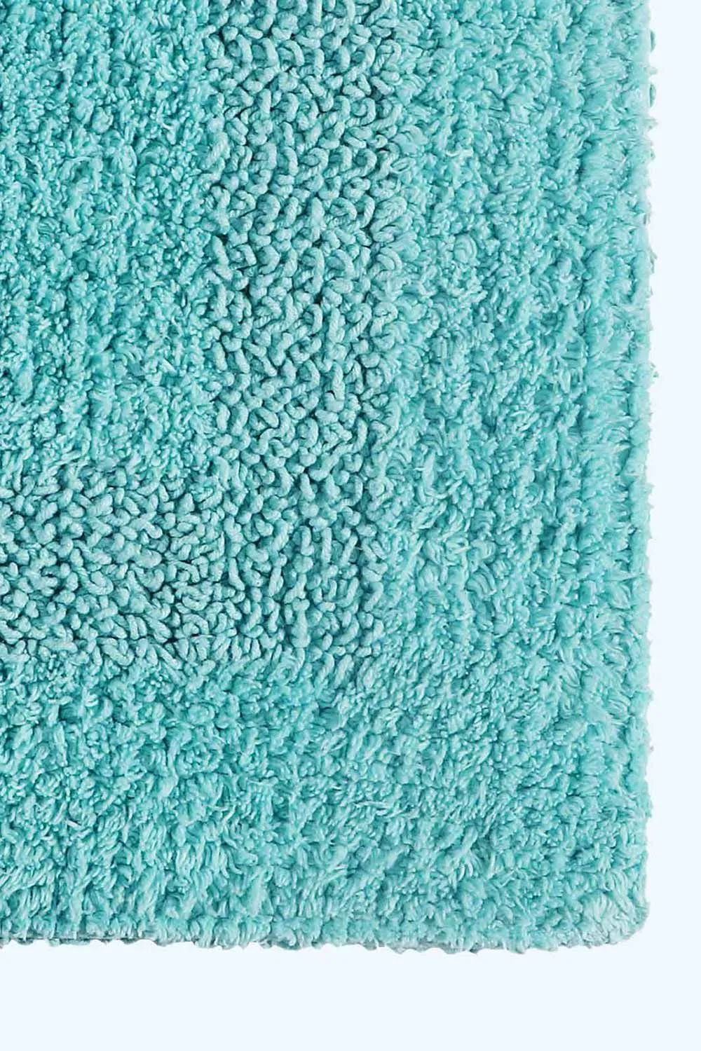 Homescapes Luxury Square Bath Mat 1600GSM 100% Cotton Reversible Shower Mat, 50cm in Aqua 2