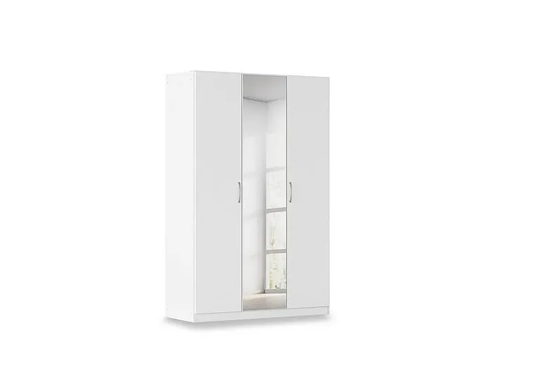 Impulse 136cm 3 Door Décor Hinged Wardrobe with Mirror Door - Alpine White