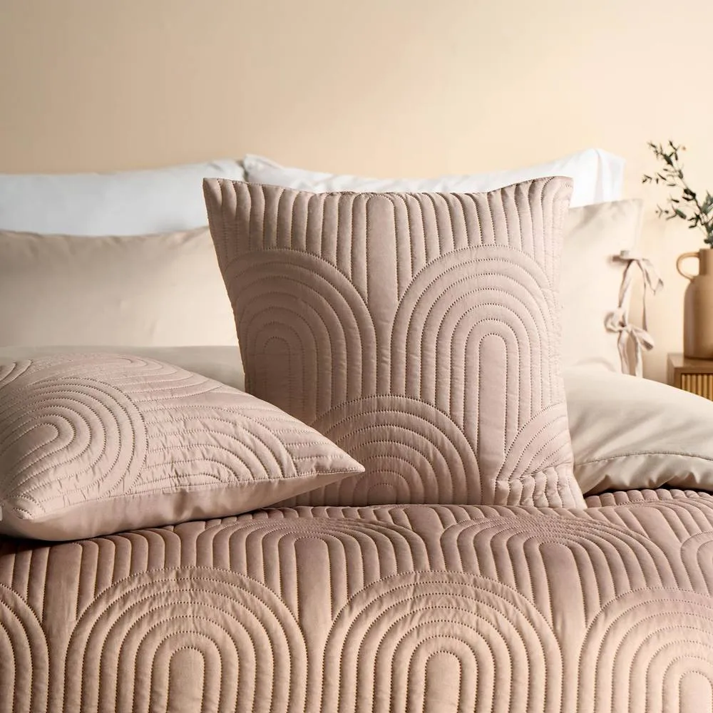 OHS 2 x Quilted Arches Pinsonic Cushion Covers Home Décor in Natural