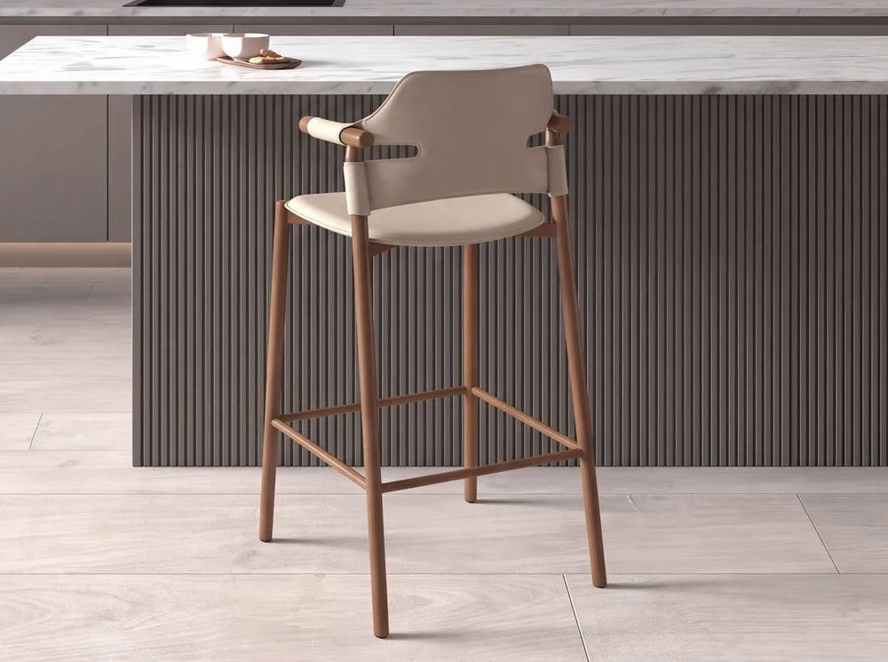 Angel Cerda Sand Regenerated Leather Stool in Light Sand 6
