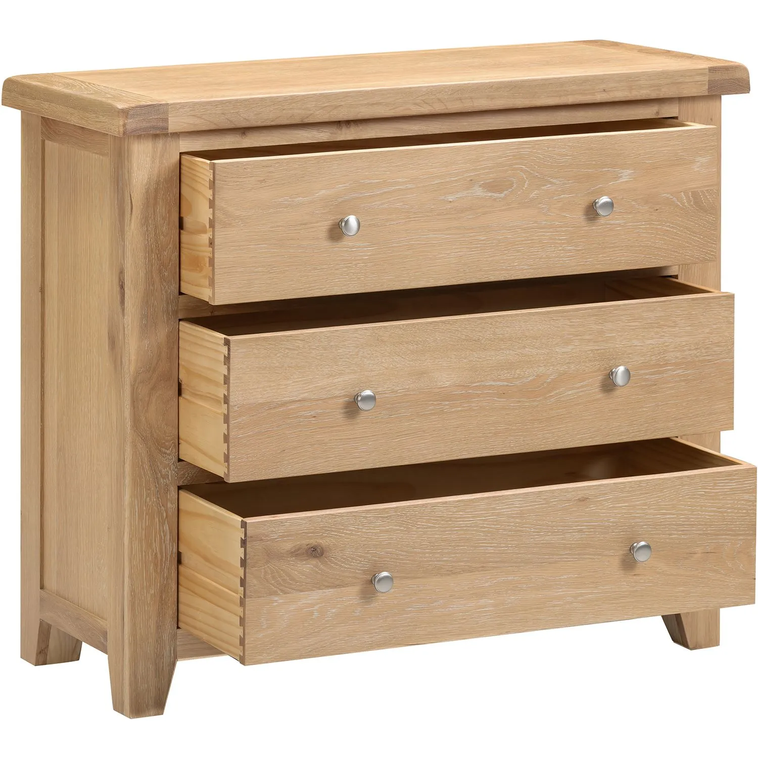 Seconique Windsor 3 Drawer Chest (Fully Assembled) in Light Oak 3