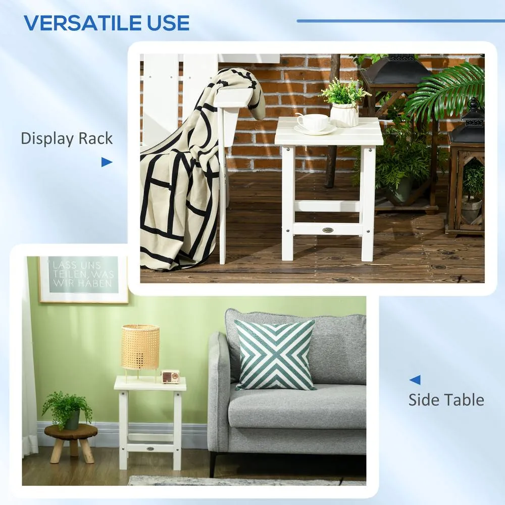 OUTSUNNY Square Coffee Table, HDPE Side Table for Porch, Garden, White 5