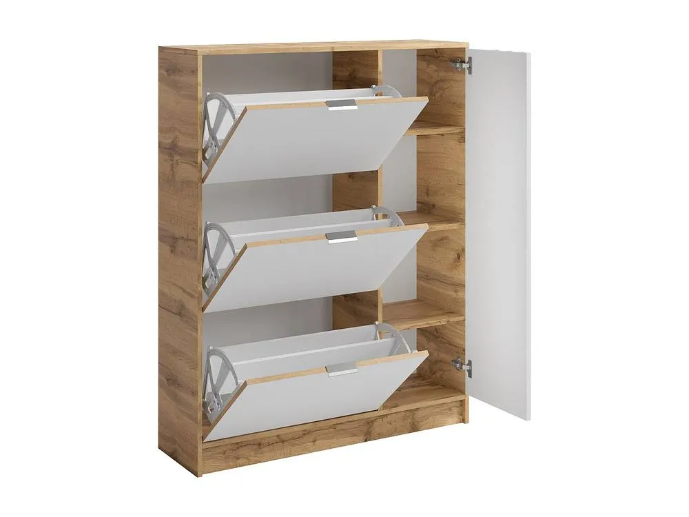 Vente-unique Shoe Cabinet With 1 Door & 3 Drop-Down Compartments - Natural and in Light Oak 5