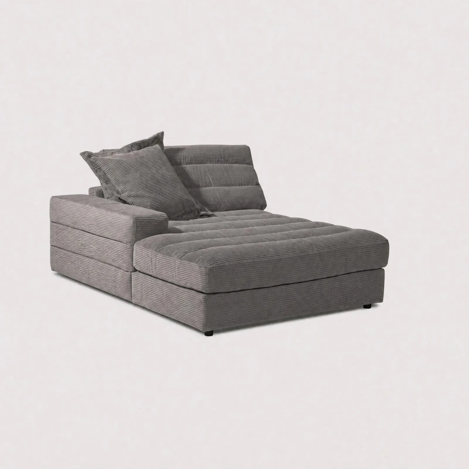 Twain Large Longchair Armrest Left Modular Sofa, Grey Fabric | Barker & Stonehouse
