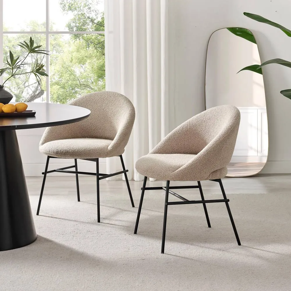 FurnitureboxUK 2x Nella Beige Fabric Dining Chairs