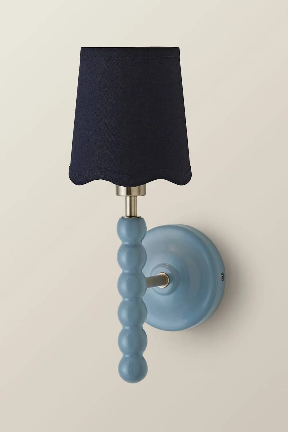 ValueLights Bobbins Pastel Bobble Wall Light & Navy Linen Shade & Bulb in Dark Navy 3