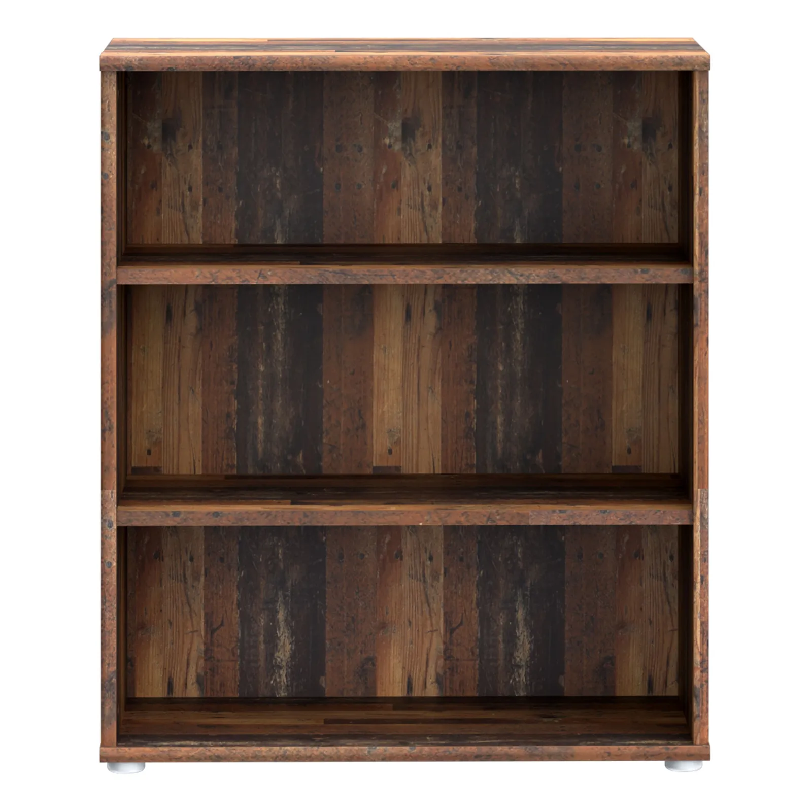 Furniture To Go Essential Low Wide 2 Shelf Bookcase in Vintage Oak in Dark Brown 2