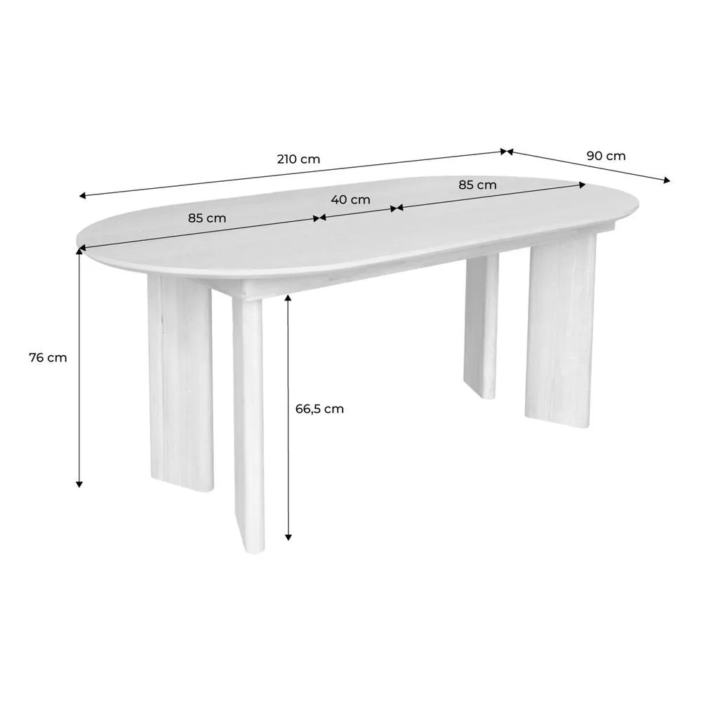 sweeek 6-8 seater oval extendable dining table, rubberwood & oak veneer in Beige 5