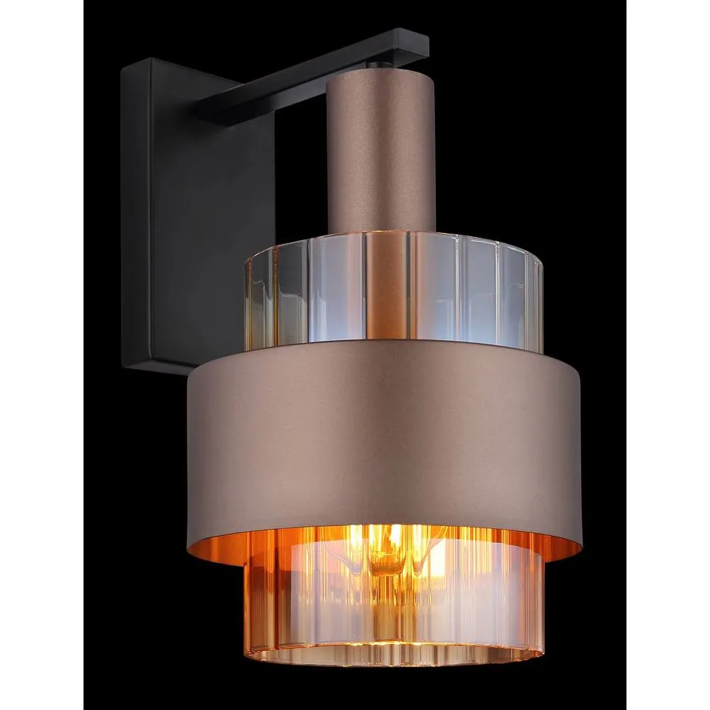 Netlighting Milley Wall Lamp Matt Black Amber Glass Shade 1x E27 in Brown 4