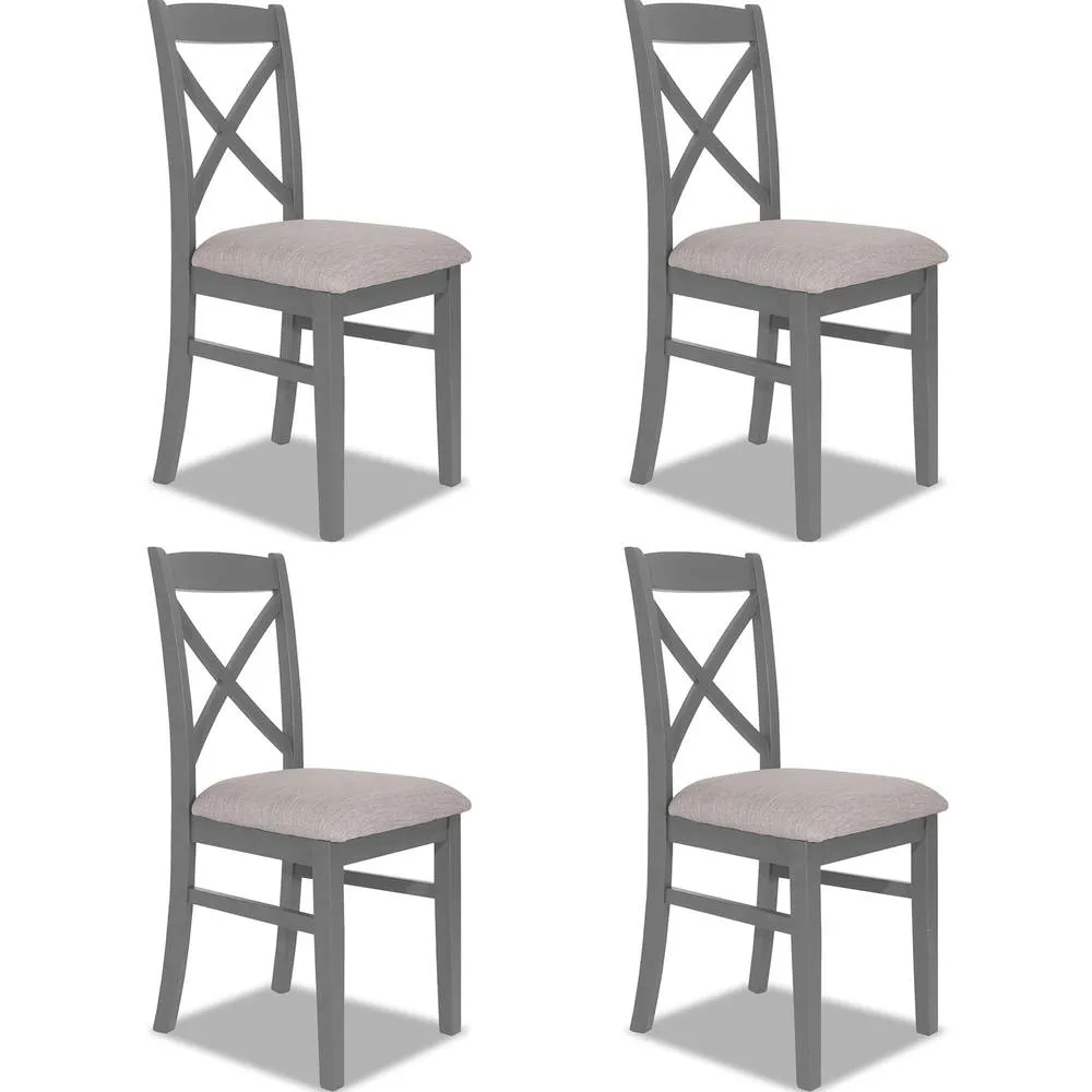 Statement Furniture Florence Crossback Upholstered Seat Chairs Set of 4 in Light Grey 1