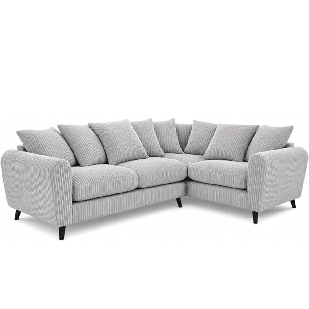 Bliss Furniture Harlow Jumbo Cord Right Hand Dual Arm Corner Sofa Silver