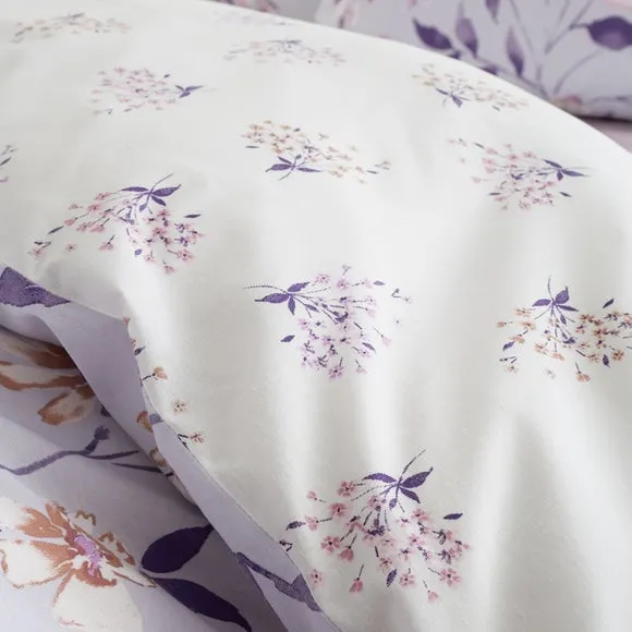 Catherine Lansfield Isadora Floral Lilac Duvet Cover and Pillowcase Set 4