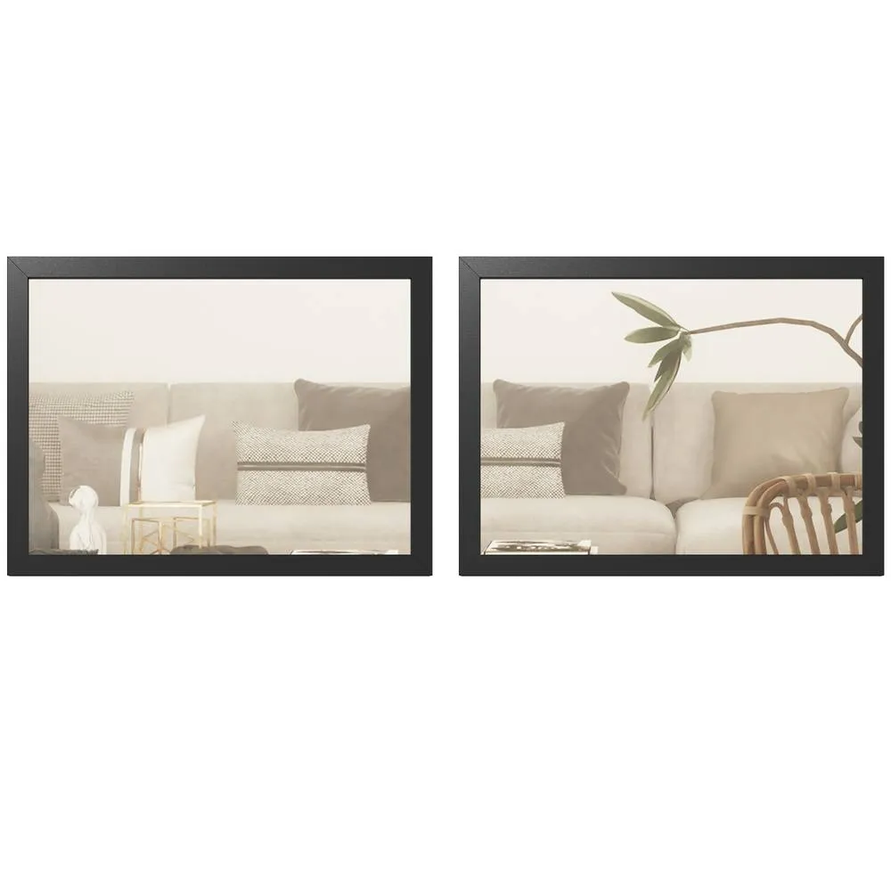 HOMCOM 30 x 40 cm Wall Bathroom Mirror, Vanity Mirror, Set of 2 in Black 2
