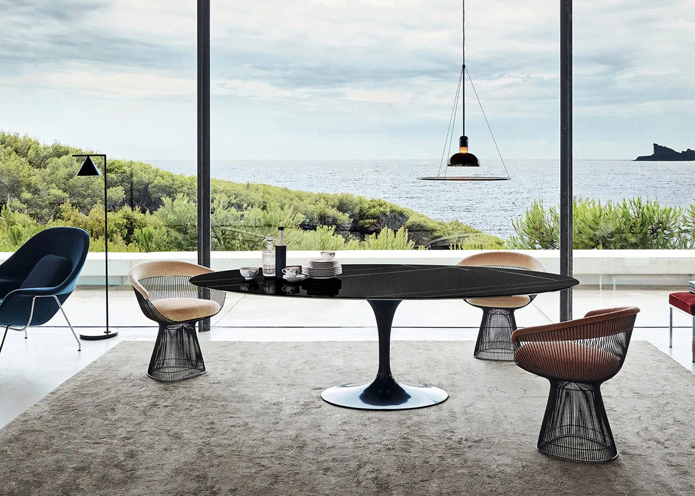 Knoll Saarinen Dining Table with Black Base in Verdi Alpi 244cm 3