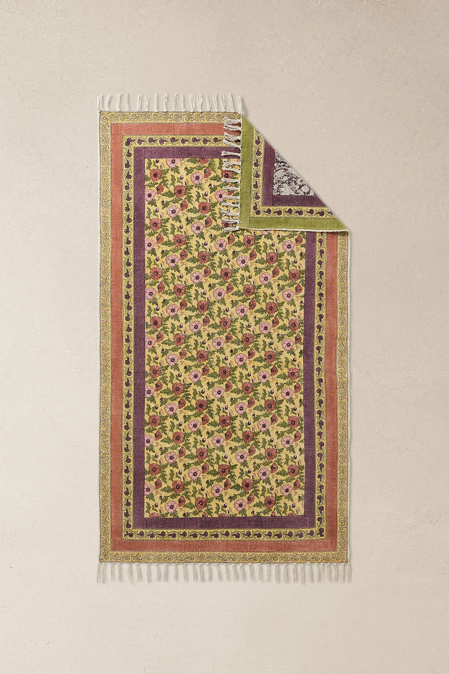 Block Print Reversible 3x5ft / 90x150cm Rug 4