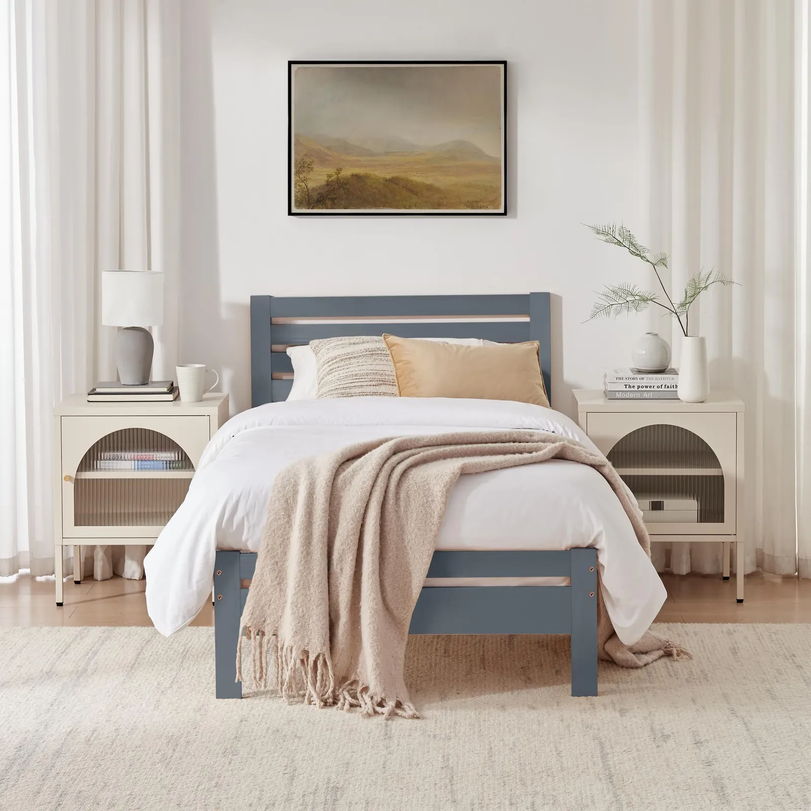 FurnitureboxUK Declan Solid Pine Single Bed Frame in Dark Grey 2