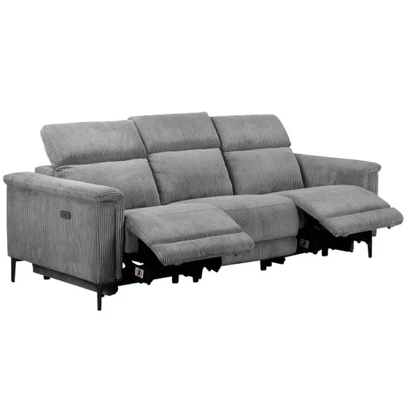 Lund Corduroy Power Recliner 3 Seater Sofa 6