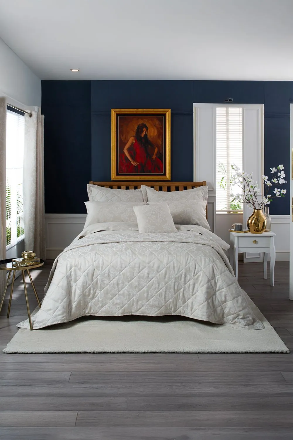 The Lyndon Company Versailles Luxury Jacquard Duvet Cover Bedding Set - Classic Damask Design - Cotton Blend | Deyongs 1846 in Natural