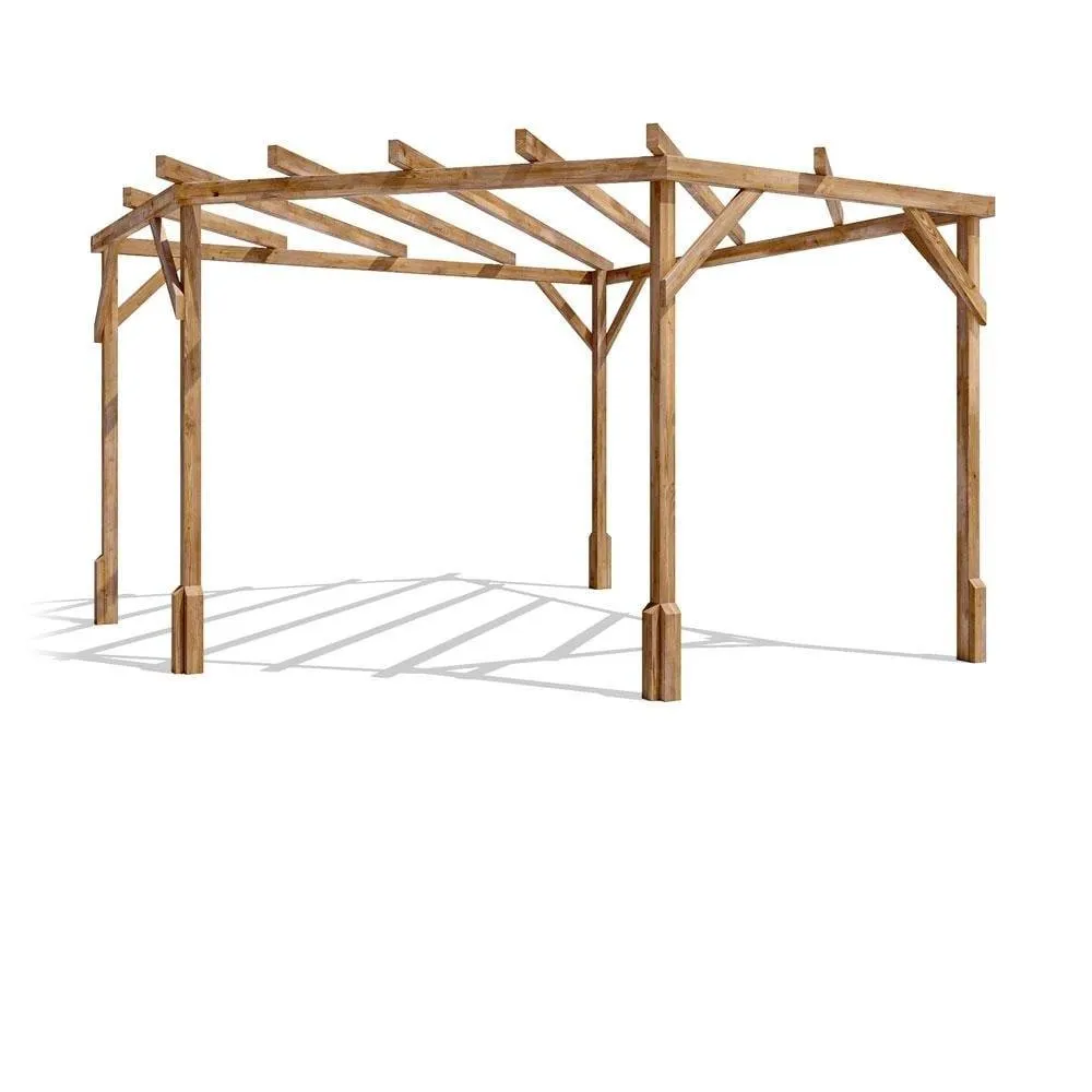 Dunster House Wooden Corner Pergola Kit 3x3m Pressure Treated Utopia Diamond in Brown