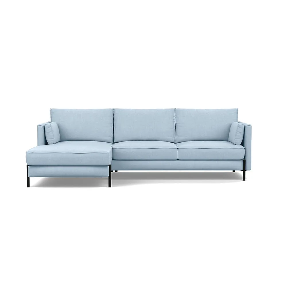 Heal's Tortona Left Hand Facing 4 Seater Corner Chaise Capelo Linen-Cotton Sea Shanty Black Feet 1
