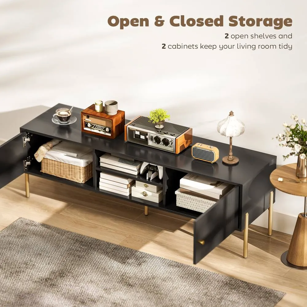 HOMCOM TV Stand for Television up to 65 Inch, Modern Entertainment Center in Black 6